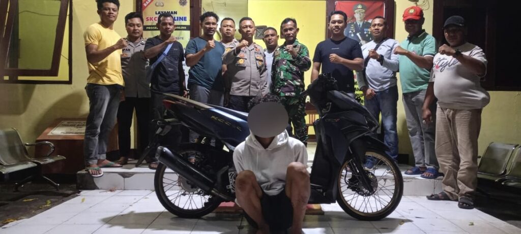 Sinergitas TNI-POLRI Patroli Gabungan berhasil membekuk terduga pelaku pencurian motor