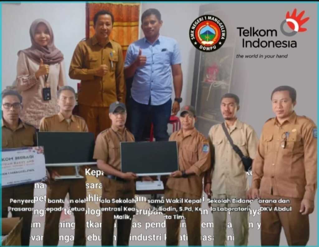Dorong Inovasi Siswa, PT Telkom Dompu Beri Bantuan Komputer ke SMKN 1 Manggelewa